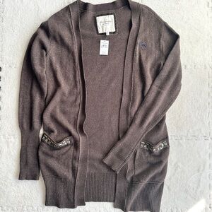 NWT Abercrombie & Fitch brown wool blend long cardigan, size medium